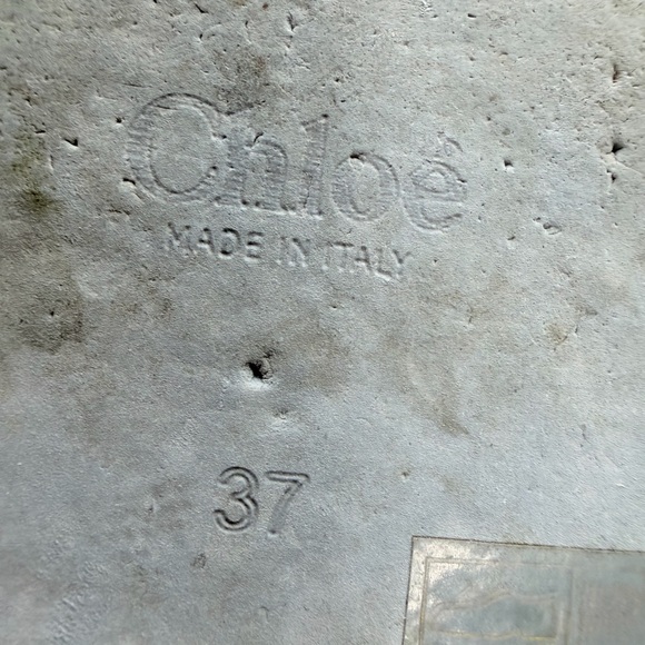 Chloé Beige Canvas Strap Blue Footbed Slide Sandals - Picture 8 of 8